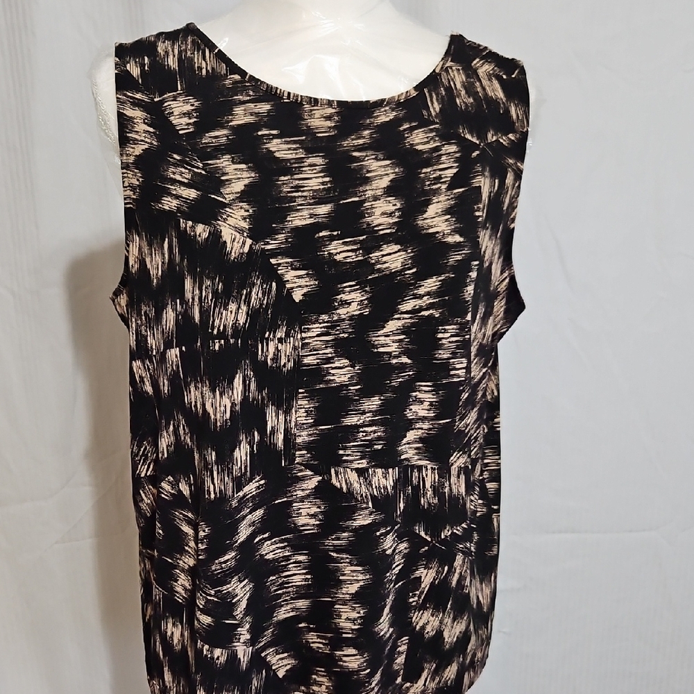 Investments Abstract Black and Cream Blouse